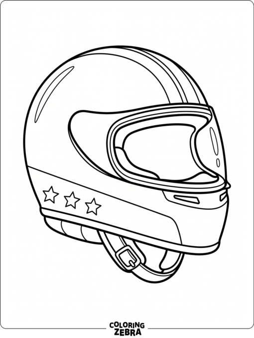 A racing helmet with stripes and a visor