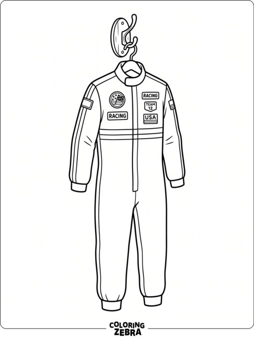 A racing suit with patches and stripes