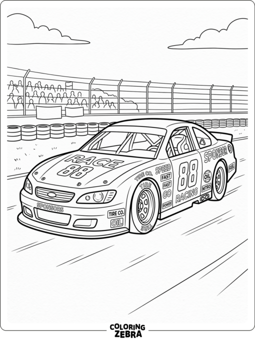 A smooth stock car with racing decals