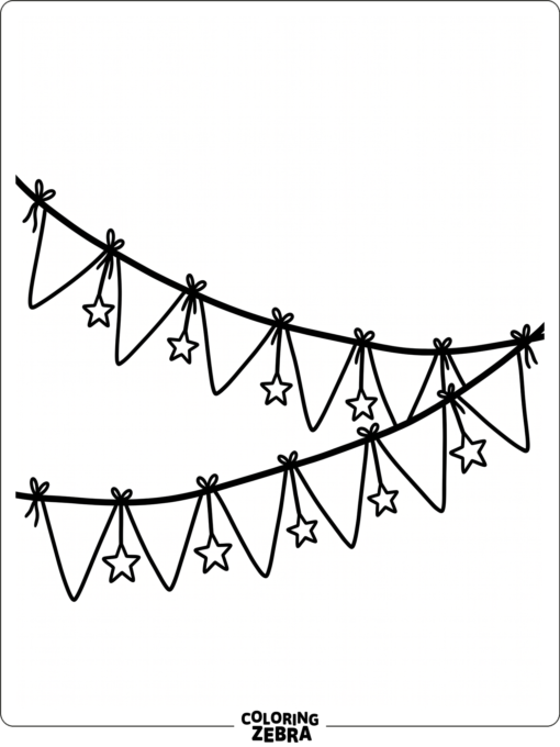 A festive banner with blank pennants and stars