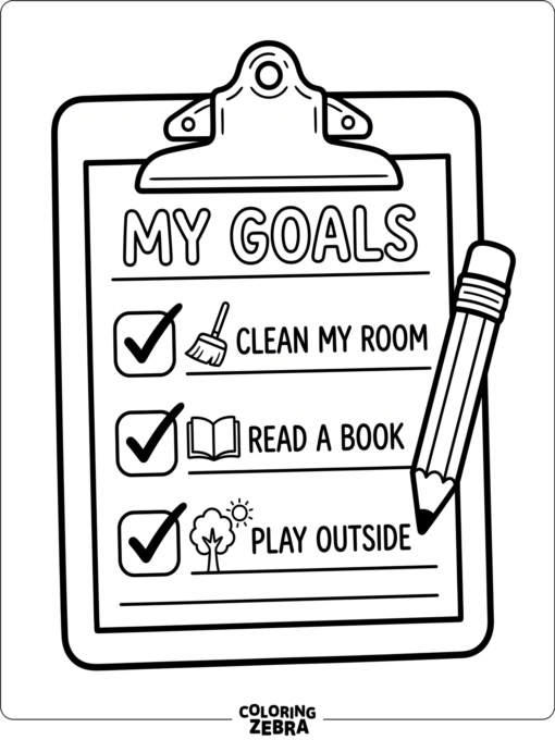 A goal list clipboard with a pencil and checkmarks