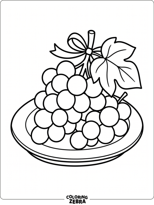 A plate of lucky grapes with a ribbon