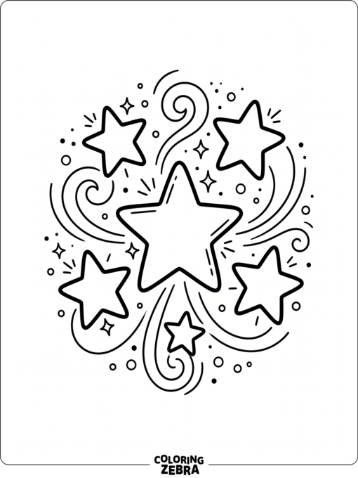 A cluster of sparkling stars with swirls