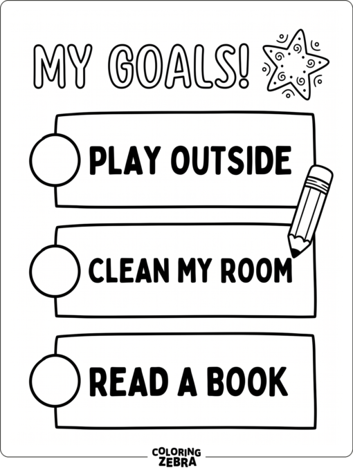 A goal checklist with a pencil and star decoration
