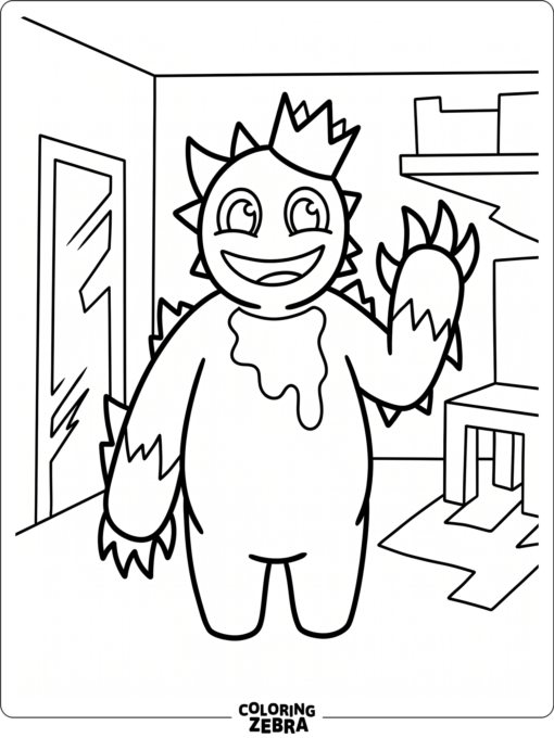 Nightmare Blue from Rainbow Friends in a dark room