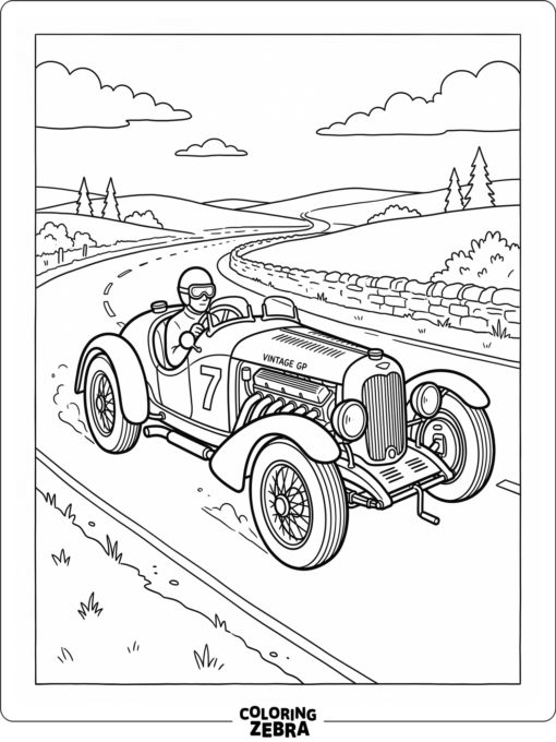 An old race car with rounded fenders and an exposed engine