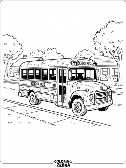 An old school bus with worn tires and dented panels