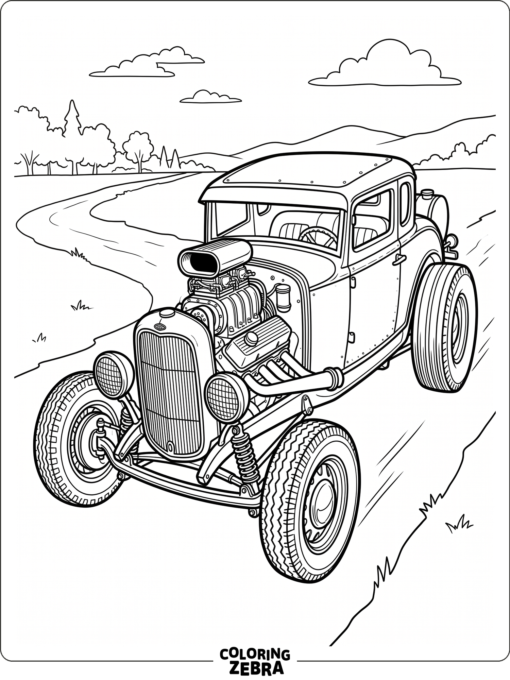 Old School Hot Rod Outline
