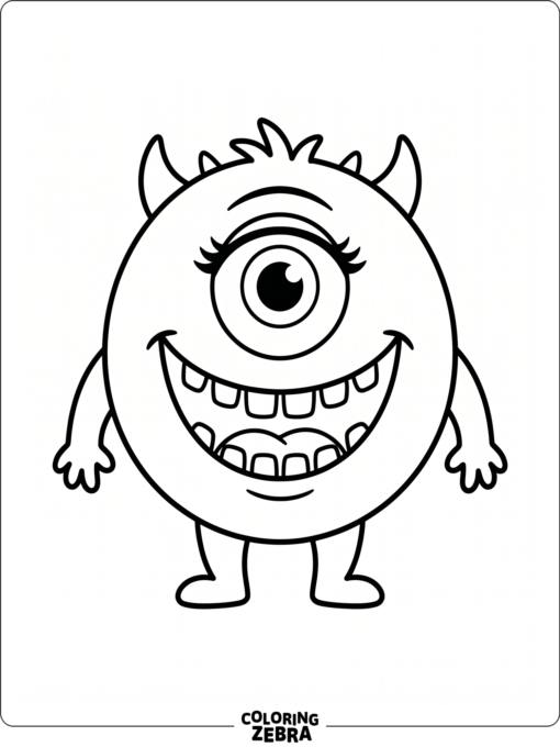 A one-eyed monster with stubby arms and a grin