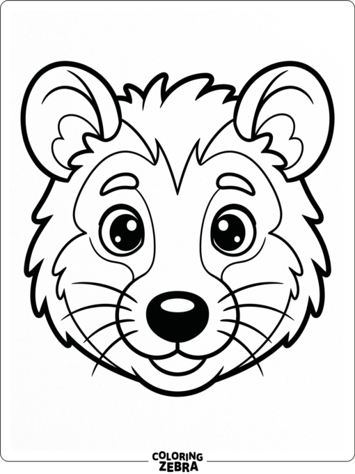 A close-up opossum face with big eyes