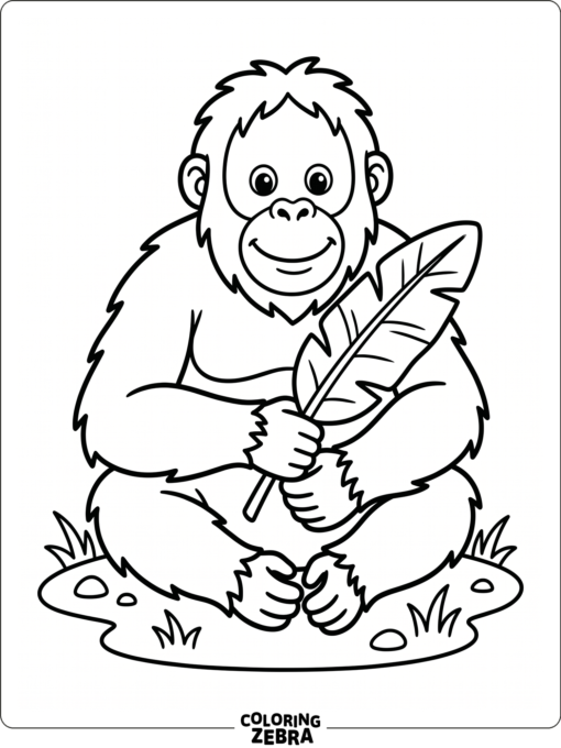 An easy orangutan sitting on the ground