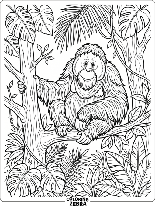 A detailed orangutan in a forest pose with layered fur