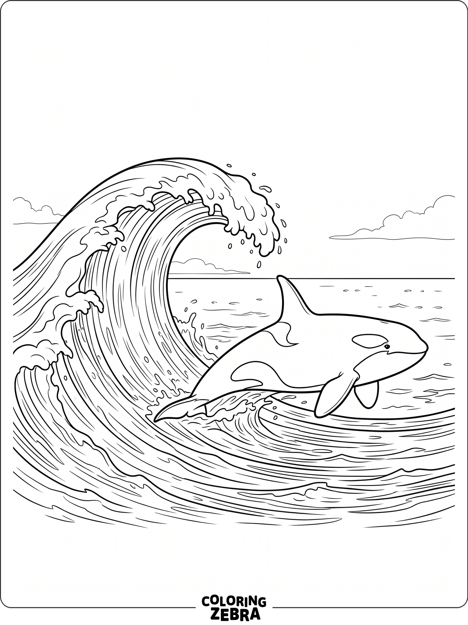 An orca gliding through calm water with bold black and white markings