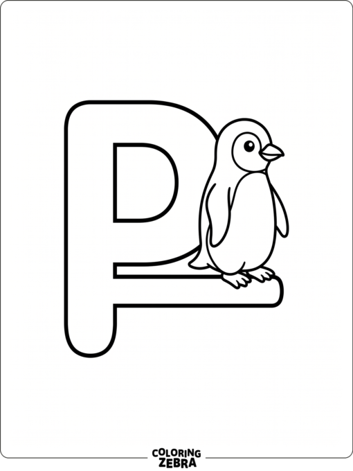 The letter P with a penguin beside it