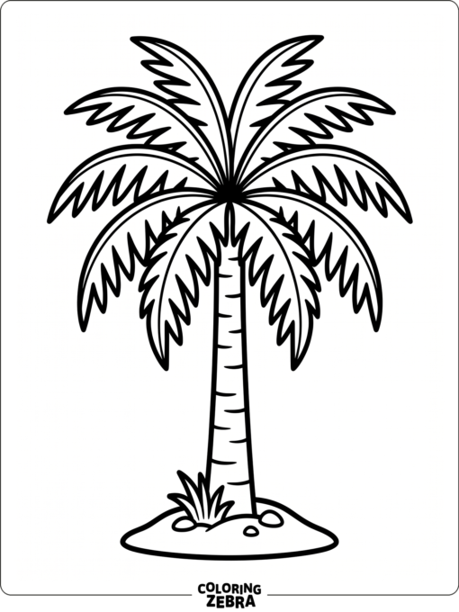 A simple palm tree stencil with bold outline and open center