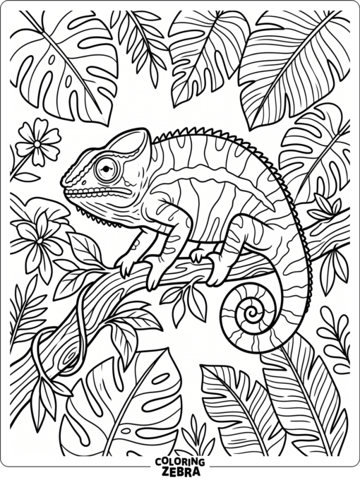 A panther chameleon resting on a branch