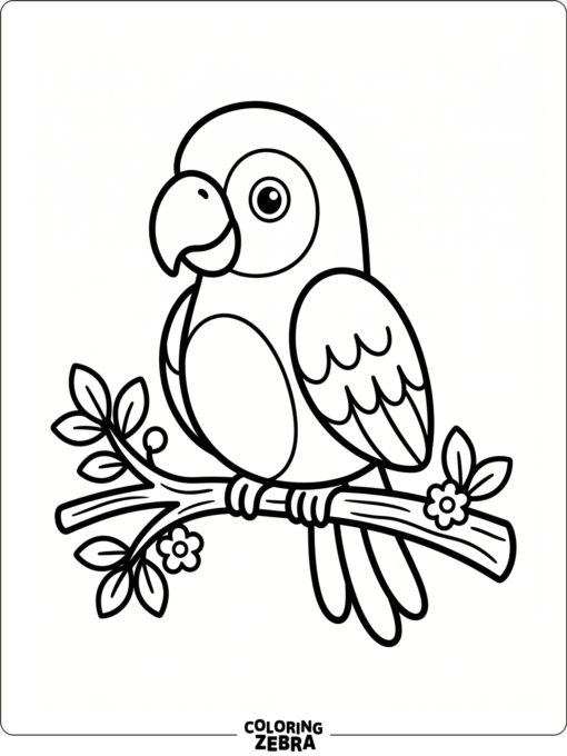 A simple parrot with round shapes for preschoolers