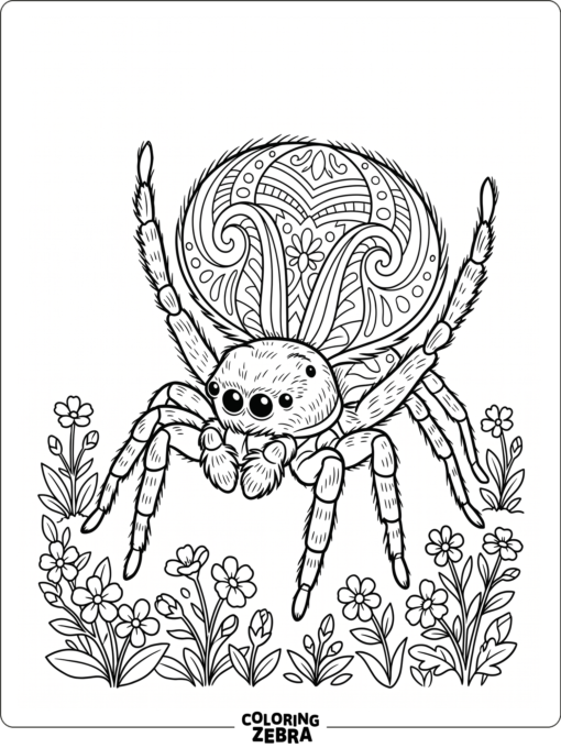 A peacock spider showing a wide fan of patterns