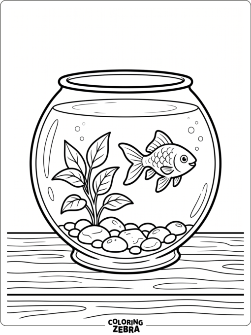 A pet fish in a round bowl