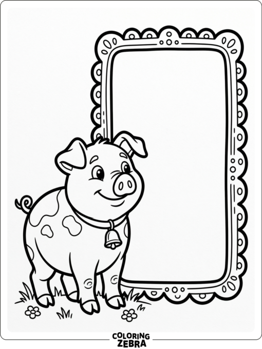 A pig beside a simple frame with open space