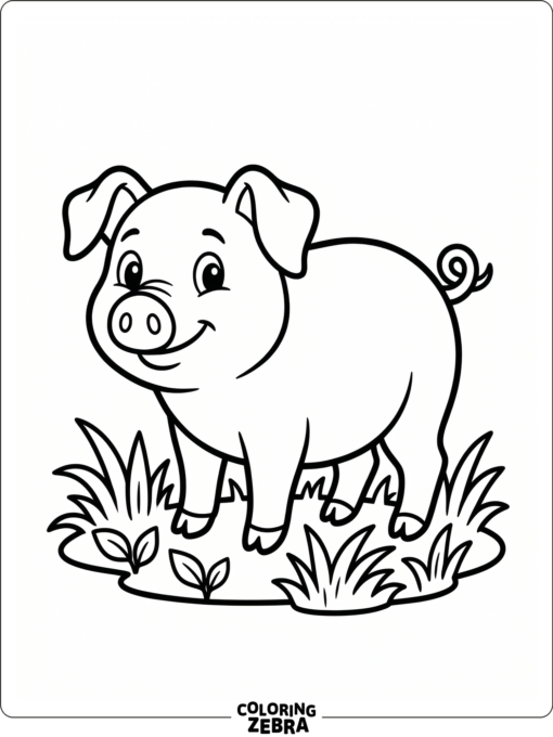 A simple pig outline with a curled tail