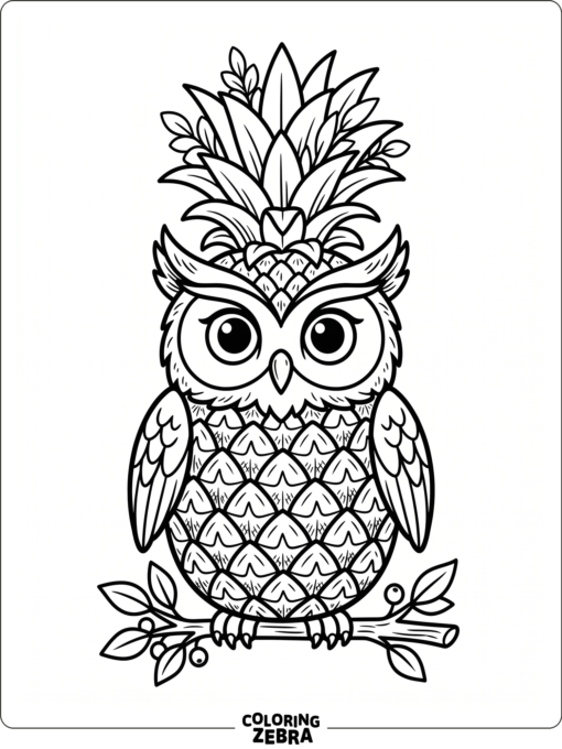 An owl shaped like a pineapple with leafy top