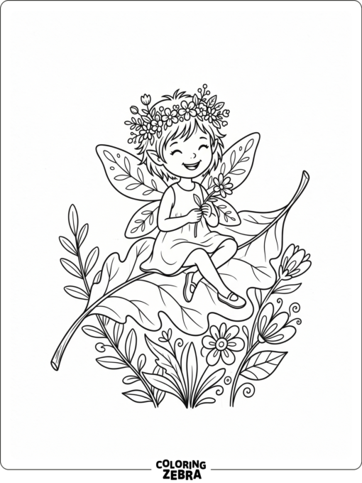A tiny pixie sitting on a leaf