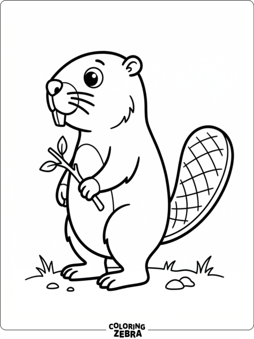 A plain beaver standing in profile with minimal details