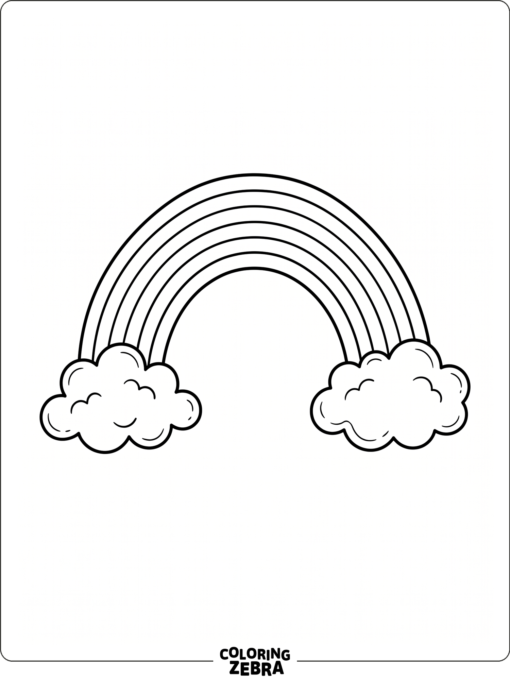 A plain rainbow with clouds and open space