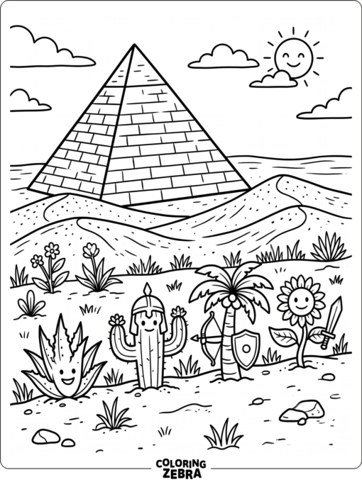 Plants vs Zombies Ancient Egypt scene with pyramid and desert plants