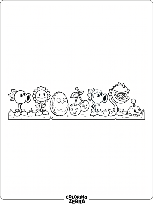 Several Plants vs Zombies plants stand in a clean lineup