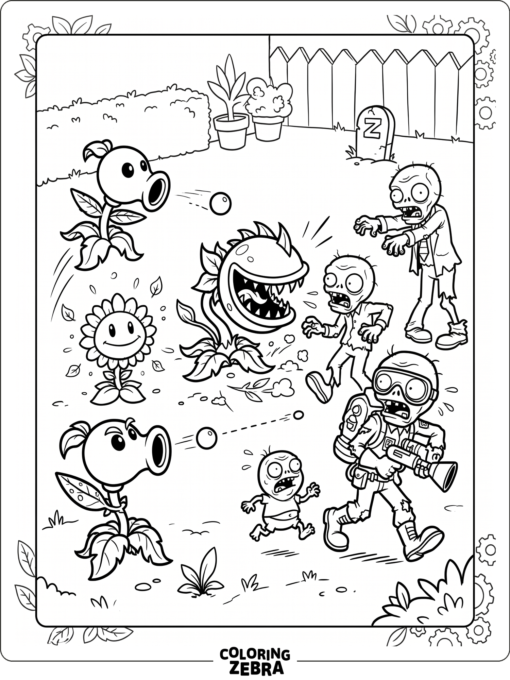 Garden Warfare characters pose in a simple action scene