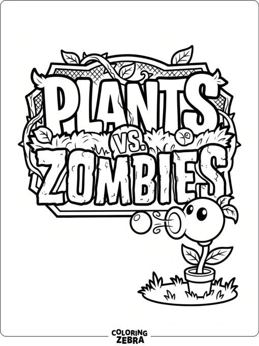 Plants Vs Zombies logo with a small pea plant