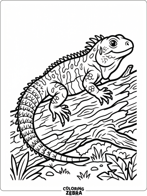 A spiny tailed iguana on a log with rough tail scales