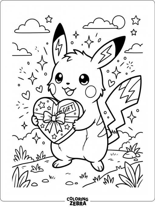 Electric mouse holding a heart-shaped gift