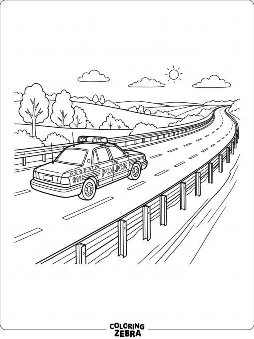 Police car on a highway
