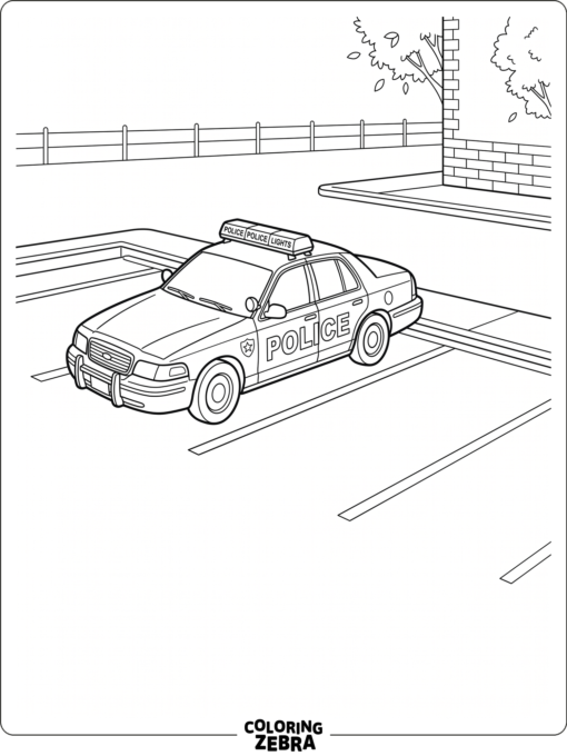 Police car in a parking lot