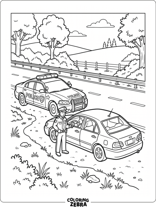 Police car making a traffic stop