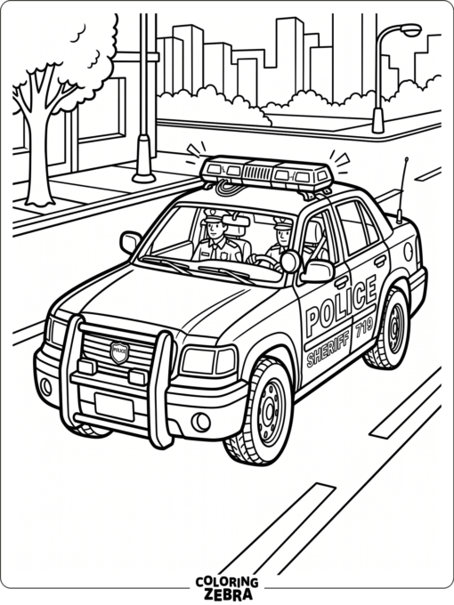 Police car with a roof siren