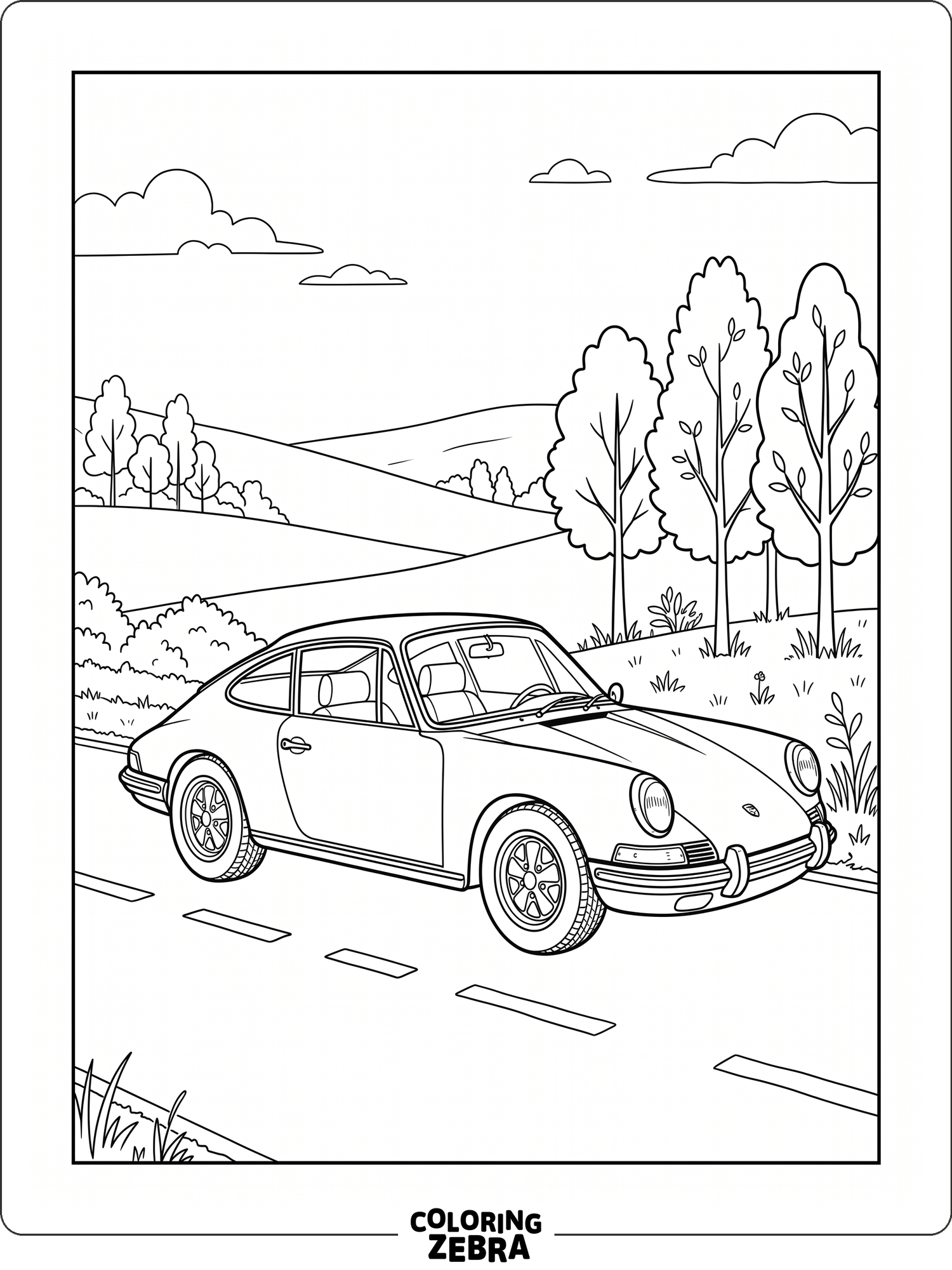 Classic Porsche Coupe Outline