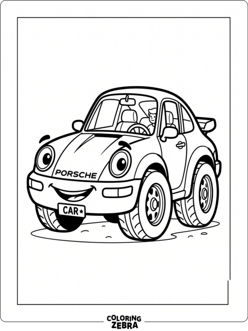Cute Porsche with big wheels for kids