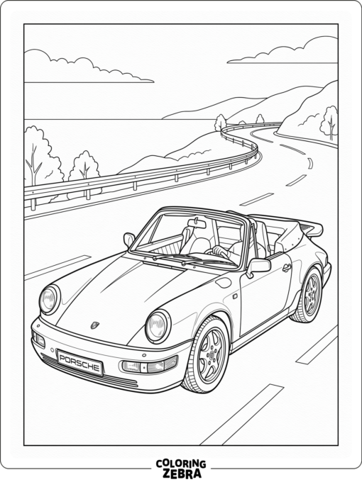 Convertible Porsche Coloring Page