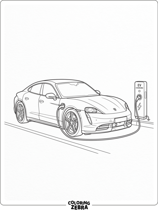 Sleek Porsche electric car at a charger