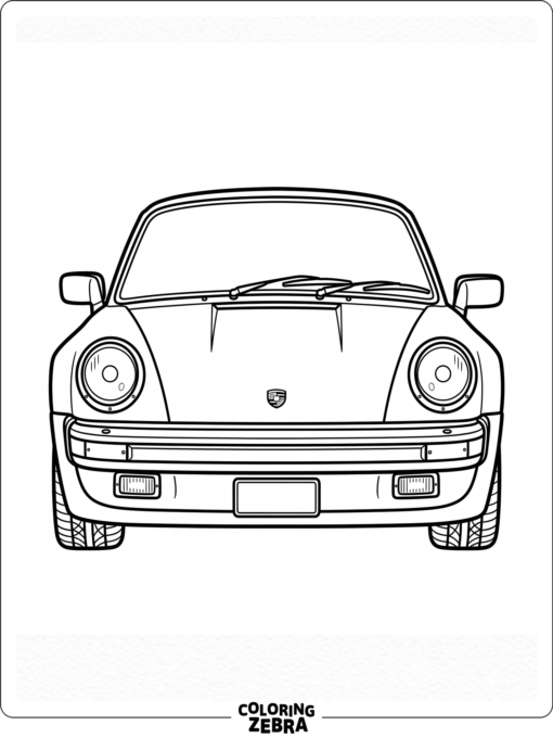 Porsche front view with round headlights