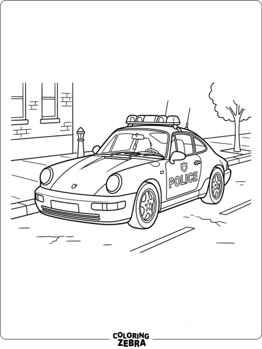 Porsche police car with lights on top