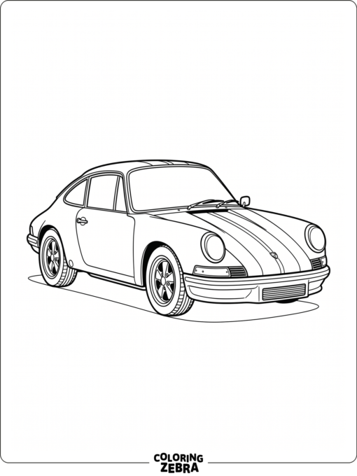 Porsche coupe with stripes down the hood