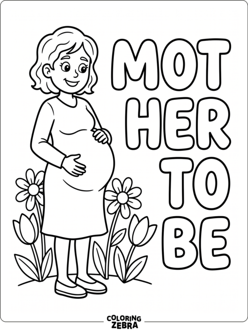 Pregnant mom standing with flowers nearby