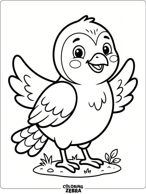 A round bird with a smiling face for preschoolers
