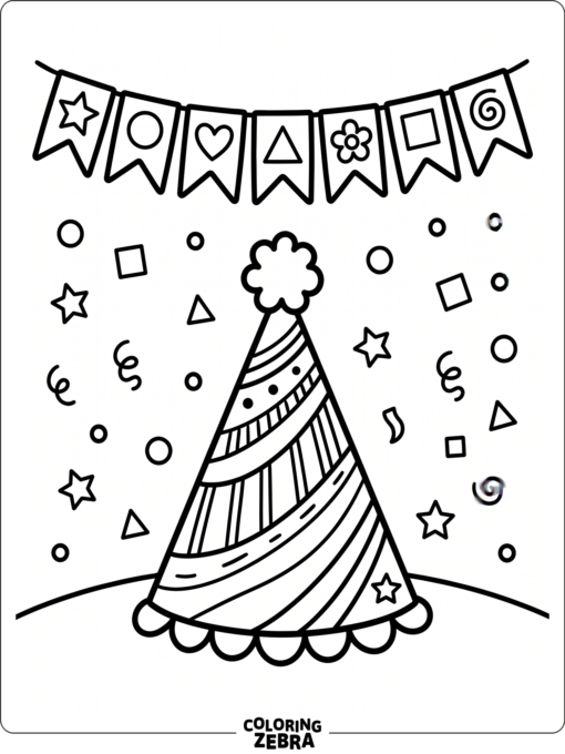 Preschool Cinco de Mayo scene with a hat and confetti