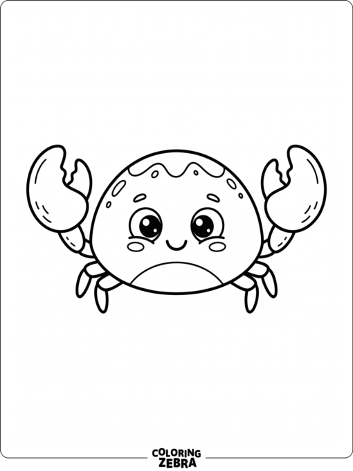 A cute crab with big eyes and rounded claws
